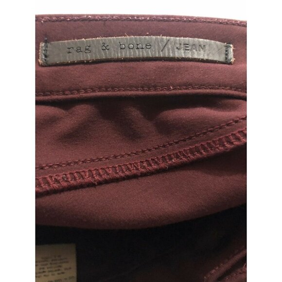 Rag & Bone Womens Size 25 Burgundy Ponte Leggings Jeans Mid Rise Boho - Picture 7 of 10